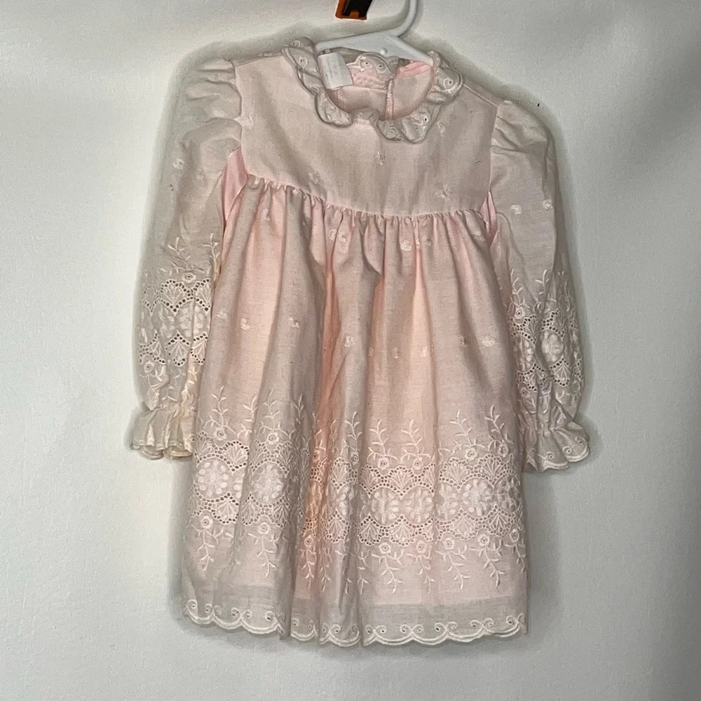 Vintage Harold Square by Kathy schuster pink eyelet floral dress sz 2T